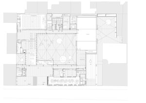 Fakulta rozhlasové a televizní tvorby Slezské univerzity v Katovicích, BAAS Arquitectura + Grupa 5 Architekci + Małeccy Biuro Projektowe, půdorys přízemí