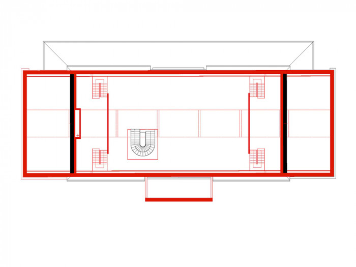 Revitalizace nádraží Bubny na Památník ticha, půdorys 4NP, ARN Studio