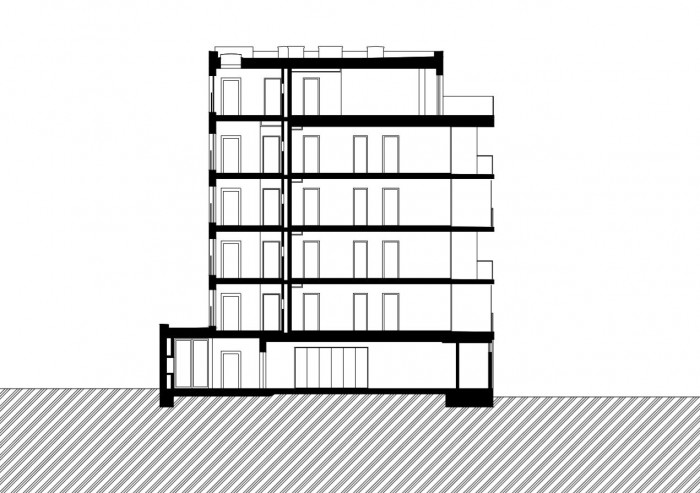 Bytový dům Corso Beroun, řez, ov-a