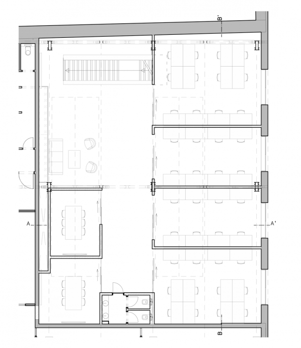 majo architekti, Kanceláře Apiary, půdorys 2. NP – foto