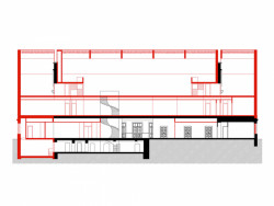 Revitalizace nádraží Bubny na Památník ticha, podélný řez, ARN Studio