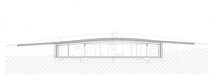 David Prudík, M&P Architekti, Park 4Dvory, kavárna, řez podélný I-I' – foto