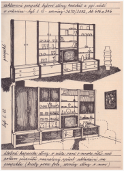 Každý měl nábytkovou stěnu a odpočivnou soupravu. "V pokoji se sedělo a hledělo, někdy tam ani nesměly děti" říká Ivana Čapková. Už tehdy s tímto trendem polemizovala kresbou, která naznačovala neefektivnost nábytkové stěny Radikál. Domov 5/1979
