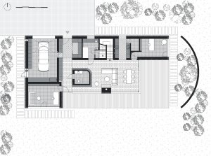 1. NP (Cihlový dům v Pardubicích; architekti Jakub Dvořák a Michal Bílek)