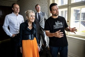Tisková konferene za účasti investora, přdstavitelů města a architektky Evy Jiřičné