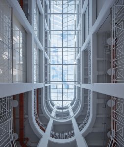 Konverze domu nábytku na budovu Českého rozhlasu Olomouc podle návrhu studia Atelier 38