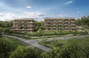 Na pomezí Stodůlek a Řeporyjí rostou dřevěné vícepodlažní bytové domy Timber Praha