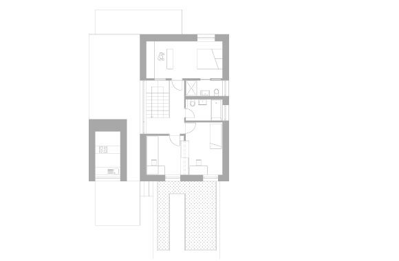 Rodinný dům Litice, půdorys 2NP, Progres ateliér