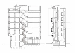 MSA / V+, sociální byty NAVEZ v Bruselu, řez, výkres