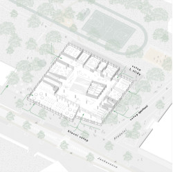 ZŠ Jana Vodňanského na Praze 7 - axonometrie