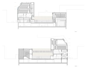 Fakulta rozhlasové a televizní tvorby Slezské univerzity v Katovicích, BAAS Arquitectura + Grupa 5 Architekci + Małeccy Biuro Projektowe, řez