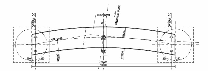 Lávka přes Dřetovický potok, Aoc architekti + Kloknerův ústav ČVUT v Praze (Ondřej Císler a Petr Tej), půdorys