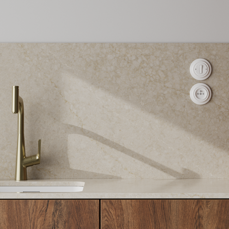 Tvrzený kámen v designu Emperador Beige od královehradecké firmy Technistone