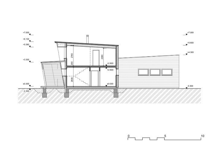 Klubovna oddílu běžeckého lyžování Trutnov, ROSA – ARCHITEKT s.r.o. / Ing. arch. Michal Rosa, řez