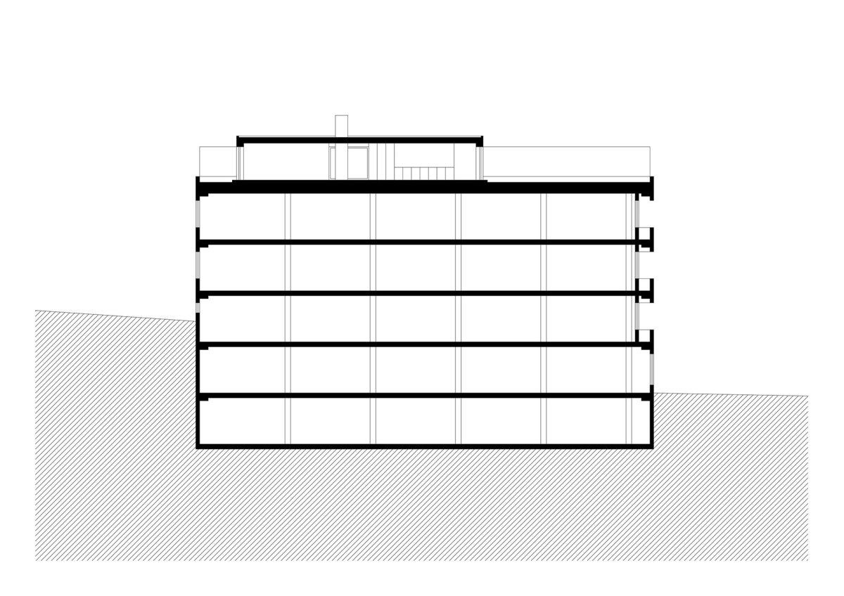 Řez (Nástavba se zahradou v Praze-Dejvicích, Nácházel architekti)