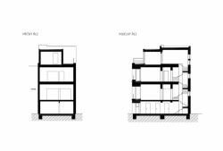 Rekonstrukce rodinného domu v Brně, řezy, NEW WORK