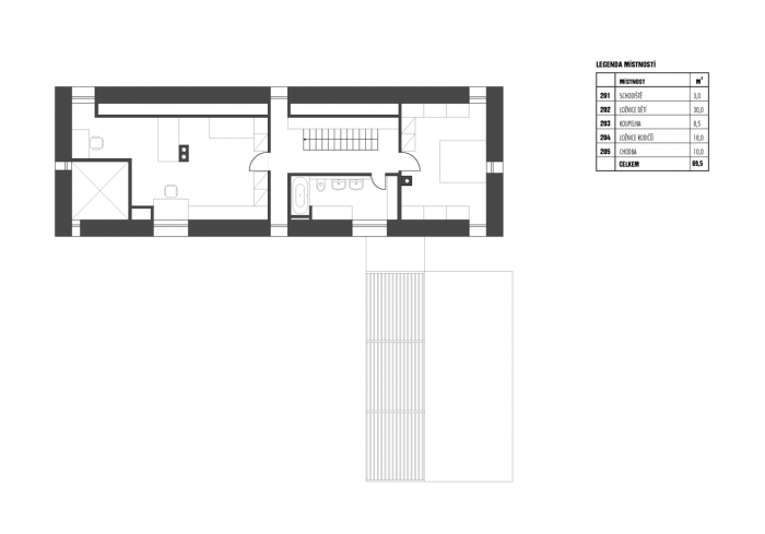 3+1 architekti, Rodinný dům Košťálov, půdorys 1. NP – foto