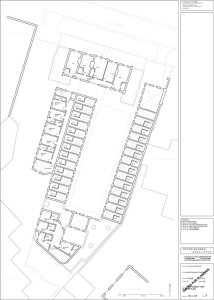 Peter Barber Architects, příbytky na Holmes Road, půdorys 1.NP, výkres