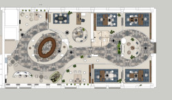 Půdorys 5. NP, ředitelská část (Kancelářské prostory v Bratislavě; Zuzana Basandová z ateliéru ZURI Architecture)