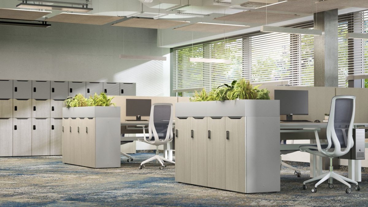 Šatní boxy SAVE L od TOP OFFICE poskytují bezpečné uložení osobních předmětů.