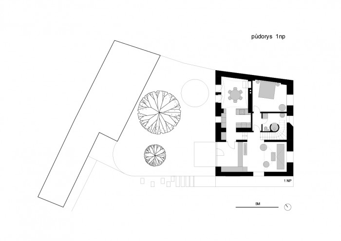 Dům v Ráji, Zdeněk Balík (ZETTE ateliér), půdorys 1NP
