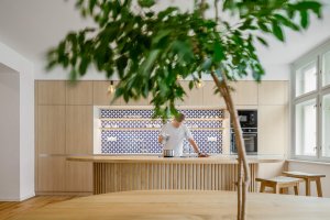 Byt v Praze-Vinohradech, Archistroj a Atelier HORIZONT: Cílem architektů bylo navrhnout byt, který bude jeho obyvatelům vyhovovat dlouhodobě, bude tedy obsahovat adaptabilní prvky a místnosti