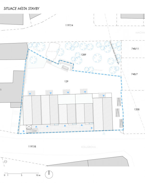 Sociální byty obce Bílovice nad Svitavou, ČTYŘSTĚN architekti / Milan Joja, Karel Kubza, Tomáš Págo, situace