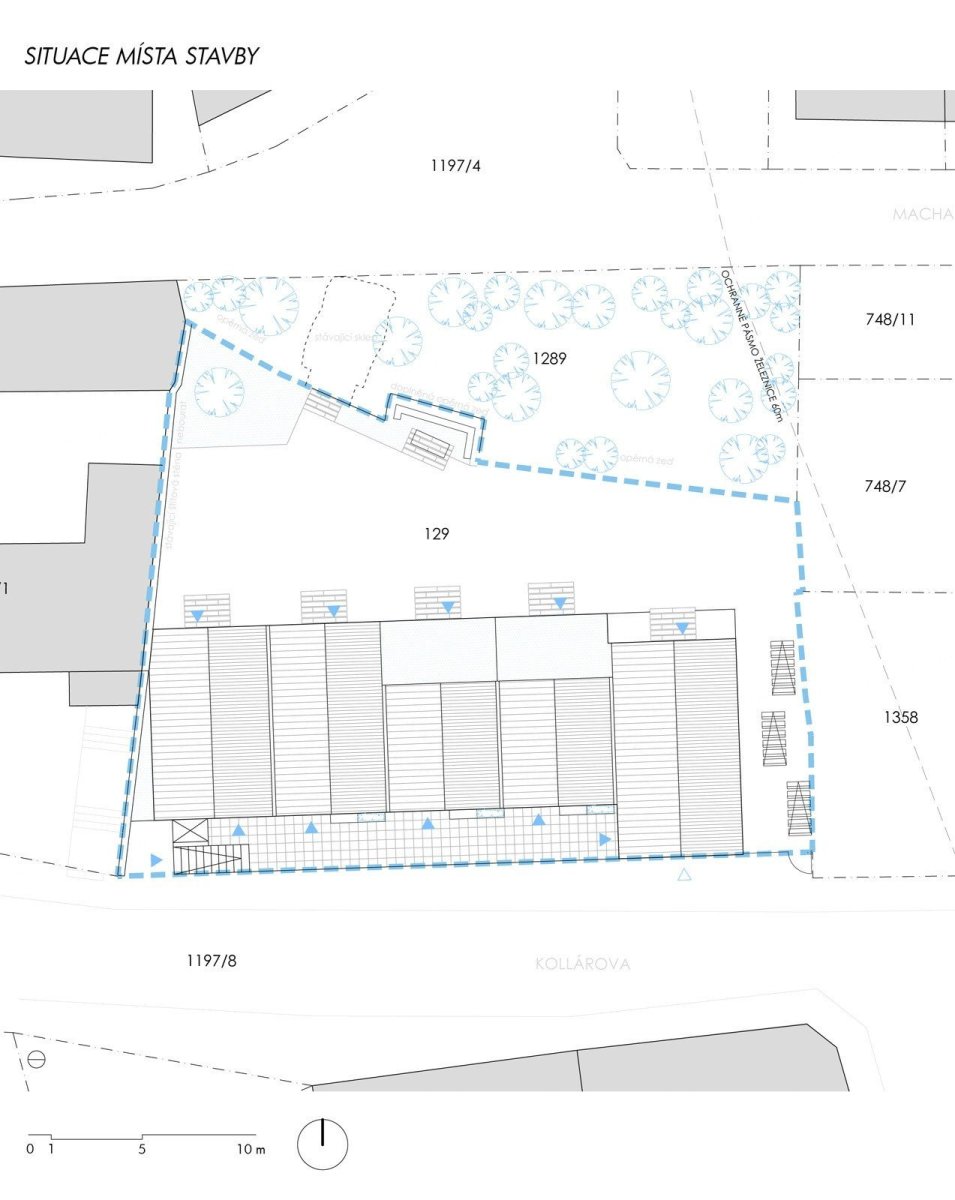 Sociální byty obce Bílovice nad Svitavou, ČTYŘSTĚN architekti / Milan Joja, Karel Kubza, Tomáš Págo, situace