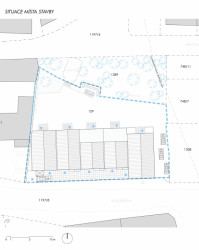Sociální byty obce Bílovice nad Svitavou, ČTYŘSTĚN architekti / Milan Joja, Karel Kubza, Tomáš Págo, situace