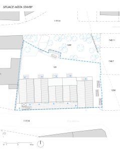 Sociální byty obce Bílovice nad Svitavou, ČTYŘSTĚN architekti / Milan Joja, Karel Kubza, Tomáš Págo, situace