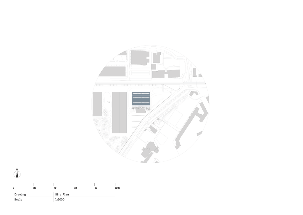Situační výkres (Rekonstrukce bývalých železničních dílen; ASSEMBLE, Atelier Luma, BC Architects )