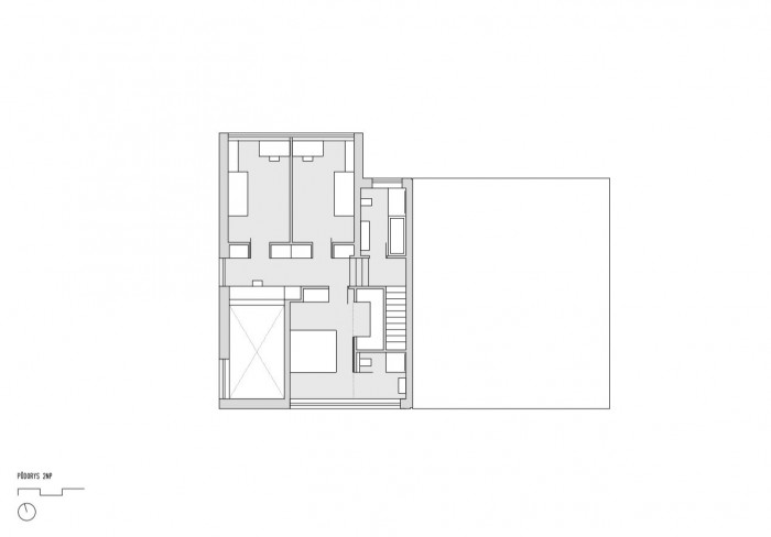 Rodinný dům Praha - Čimice, půdorys 2np, Machar & Teichman
