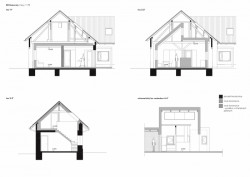 Rekonstrukce rodinného domu v Kolovratech, OTA ateliér (Tomáš Henel, Ondřej Fiala), řezy