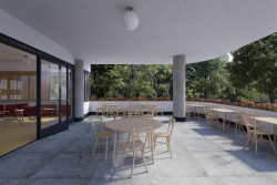 Jaromír Krejcar zde vytvořil mnoho otevřených teras, na kterých mohli návštěvníci odpočívat nebo trávit čas v kavárně