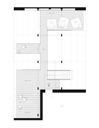 Rekonstrukce stodoly v Pošumaví, BYRÓ architekti: Půdorys 2.NP