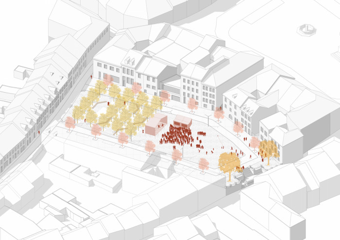Vítězný návrh studia m2au na rekonstrukci Škroupova náměstí v České Lípě, podzim