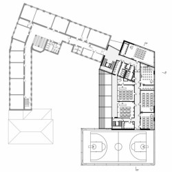 Dostavba budovy Slovanského gymnázia Olomouc, půdorys 4.NP, Miroslav Pospíšil