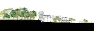 Stockwool Architects, obytný soubor Clock House Gardens, řez, výkres
