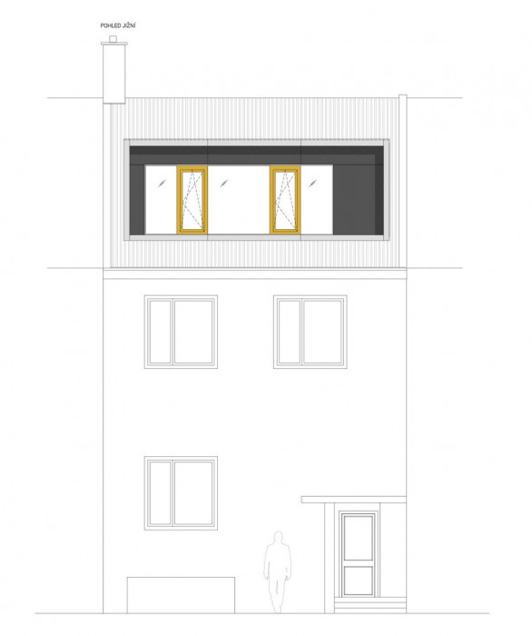 masparti, Podkrovní byt na třídě Míru, pohled J – foto