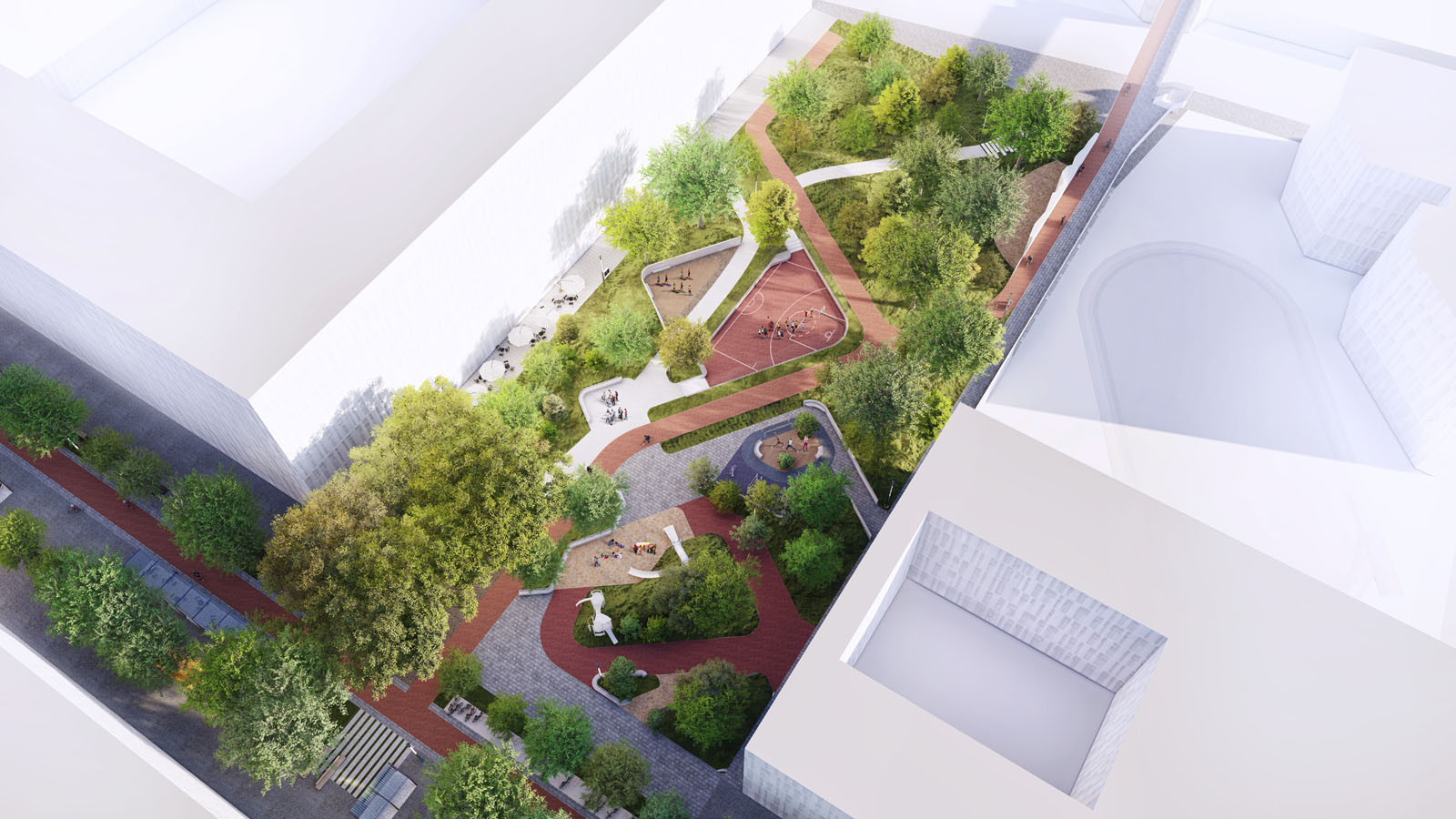 Smíchov City, MS plan - vizualizace aktivního východního parku