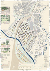 Budoucnost centra Brna: Šimon Vojtík, Michal Petr, Jana Urbanová (CZ), celková situace návrhu v měřítku 1:2500 // finalista – foto