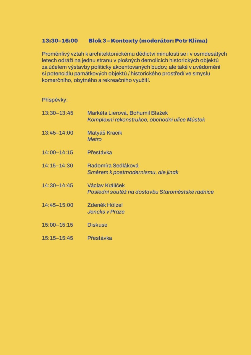 Ústav teorie dějin a architektury FA ČVUT pořádá konferenci Architektura osmdesátých let v České republice