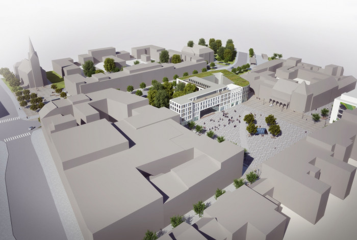 Revitalizace Náměstí Míru ve Zlíně, axonometrie, P.P. Architects