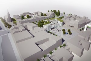 Revitalizace Náměstí Míru ve Zlíně, axonometrie, P.P. Architects