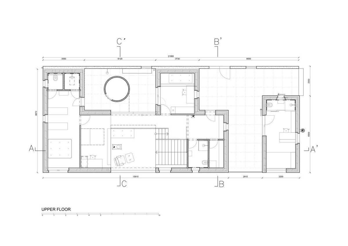 Dům za zdí, půdorys 2np, Mjölk architekti