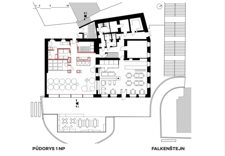 Pivovar Falkenštejn, Atelier Hoffman, půdorys 1NP