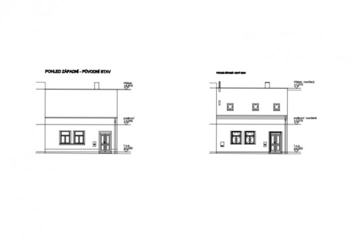 Rekonstrukce rodinného domu Chotutice, 2xpa, pohled západní