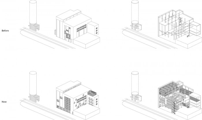 Mlýnica, axonometrie objektu, GutGut