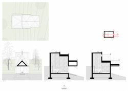 Saya Park, řezy a pohledy kaple, Alváro Siza, Carlos Castanheira