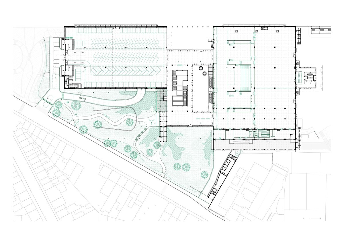 Situace (Transformace Výstavního paláce v Charleroi CHAPEX; AgwA a architecten jan de vylder inge vinck)